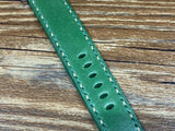 Leather Watch Straps for Panerai Watch in 24mm, Stitching Color in Biege and Green combination for Mens Wrist Watch Band, best for watch Straps replacement, Watch Straps in Oval punch hole