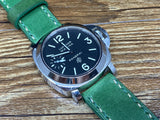Green Leather Watch Strap for Panerai 24mm, Mens Wrist Watch Band 26mm, Dual Color Stitching, Christmas Gift ideas, Retro Personalise Watch Straps