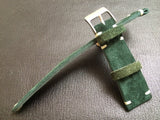 Green Suede Leather watch strap, 20mm Leather Watch band, 19mm Watch strap for Rolex, Tudor - 16mm Watch Buckle - eternitizzz-straps-and-accessories