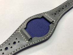 Handmade leather cuff watch strap, Brogue Pattern Vintage Gray leather cuff watch band for Rolex Watches - 20mm/18mm - eternitizzz-straps-and-accessories
