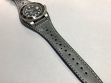Handmade leather cuff watch strap, Brogue Pattern Vintage Gray leather cuff watch band for Rolex Watches - 20mm/18mm - eternitizzz-straps-and-accessories