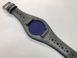 Handmade leather cuff watch strap, Brogue Pattern Vintage Gray leather cuff watch band for Rolex Watches - 20mm/18mm - eternitizzz-straps-and-accessories