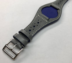 Handmade leather cuff watch strap, Brogue Pattern Vintage Gray leather cuff watch band for Rolex Watches - 20mm/18mm - eternitizzz-straps-and-accessories