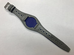 Handmade leather cuff watch strap, Brogue Pattern Vintage Gray leather cuff watch band for Rolex Watches - 20mm/18mm - eternitizzz-straps-and-accessories