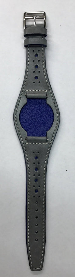 Handmade leather cuff watch strap, Brogue Pattern Vintage Gray leather cuff watch band for Rolex Watches - 20mm/18mm - eternitizzz-straps-and-accessories