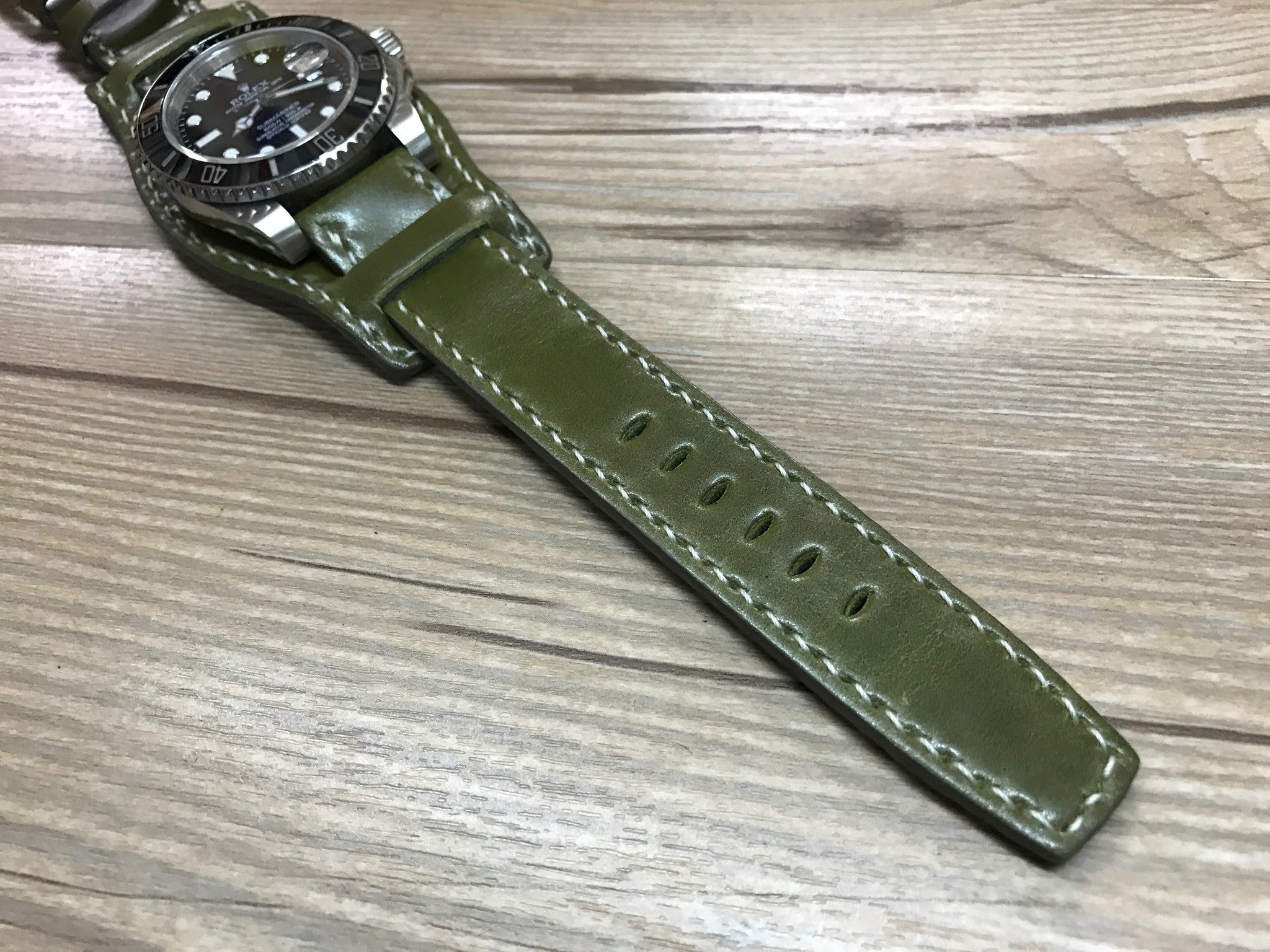 Real Leather cuff watches Band for Rolex watch - Handmade Watch Strap