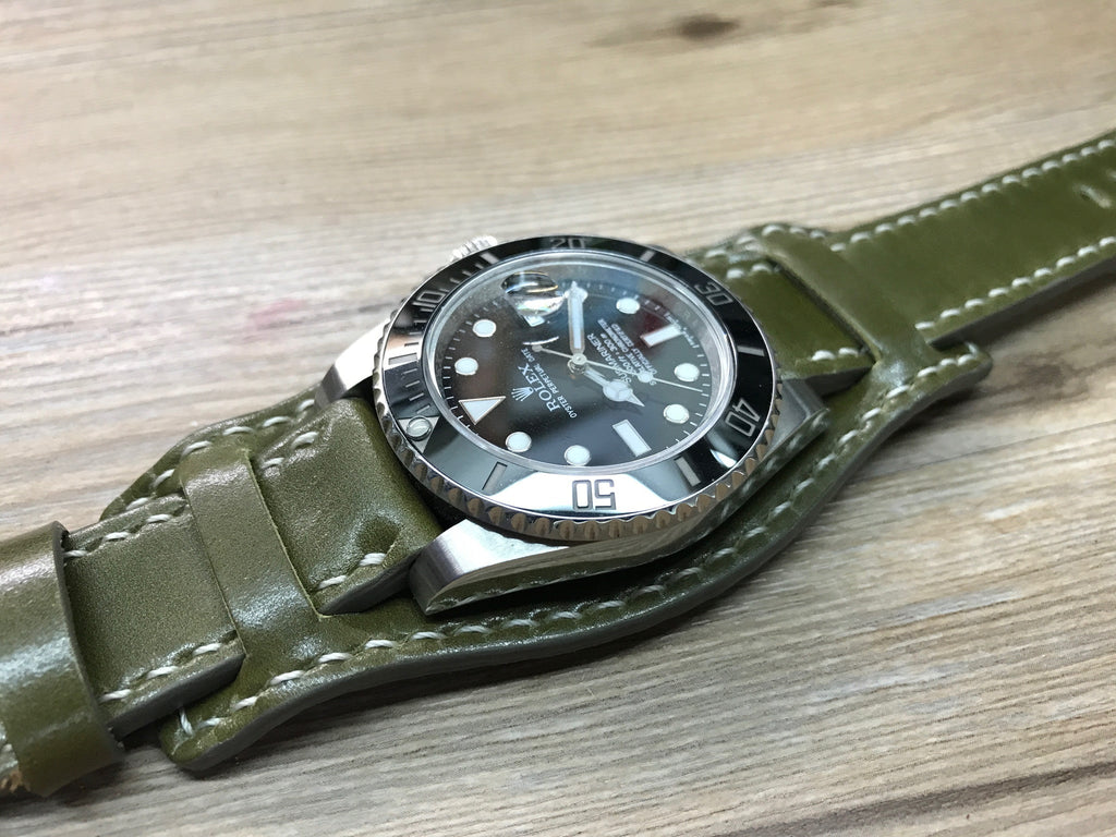 Rolex green leather on sale strap