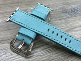 iWatch Band, Samsung Galaxy Watch Band, Leather Watch Strap, Valentines Day Handmade Christmas Gifts, Apple Watch Ultra Tiffany Blue Leather Watch Straps