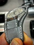 Leather Bund Strap, Bund watch Strap, 20mm 19mm 18mm Watch Straps, Grey Leather Watch Straps, Cuff Watch Band, Gift Ideas for Husband