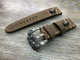 Leather Watch Band, 24mm watch band, Skull, Brown watch band, leather watch strap, Beige stitching, Mother's Day, FREE SHIPPING