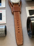 Leather Watch Band, Leather Watch Strap, Light Brown Cuff Band, Full Bund Strap 20mm, Genuine Leather Wristwatch Band, Valentines Day Gift
