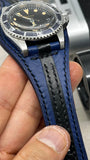 Leather Watch Band, Watch Strap, Striped Leather Watch Straps 20mm 22mm 24mm, Black Blue Watch Straps, Wristwatch Band, Christmas Gift Ideas