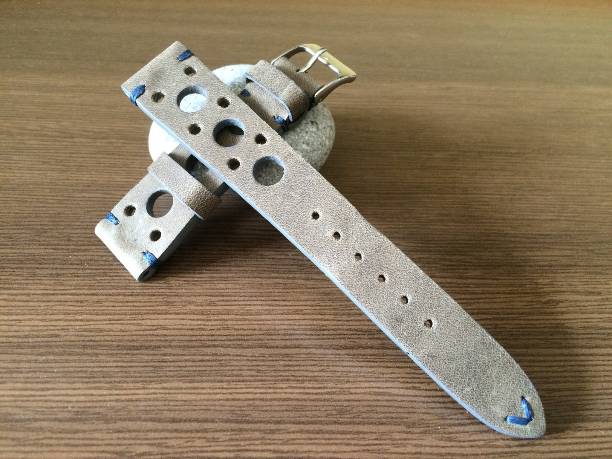 Leather Watch Strap 19mm, 20mm watch Band, Rally Watch Band, Leather watch strap, Racing watch strap, Light Gray watch band, FREE SHIPPING - eternitizzz-straps-and-accessories