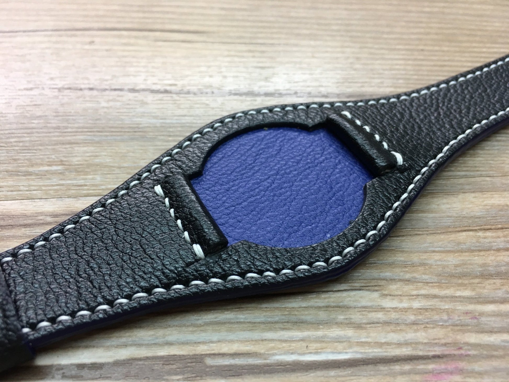 Handmade Pure Black Leather cuff band for Rolex - strap fit all 44mm watch, 20mm lug width - eternitizzz-straps-and-accessories