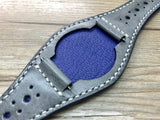 Handmade leather cuff watch strap, Brogue Pattern leather cuff watch band for Rolex Watches (Vintage Grey) - 20mm/18mm - eternitizzz-straps-and-accessories