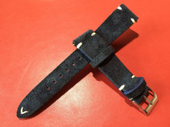 Leather Watch Strap 20mm, Suede Leather Watch Band for Rolex, Tudor, Blue 19mm Watch Strap - eternitizzz-straps-and-accessories