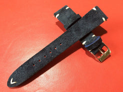Leather Watch Strap 20mm, Suede Leather Watch Band for Rolex, Tudor, Blue 19mm Watch Strap - eternitizzz-straps-and-accessories