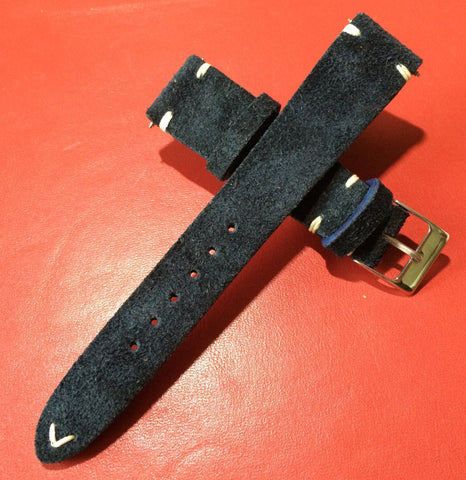 Leather Watch Strap 20mm, Suede Leather Watch Band for Rolex, Tudor, Blue 19mm Watch Strap