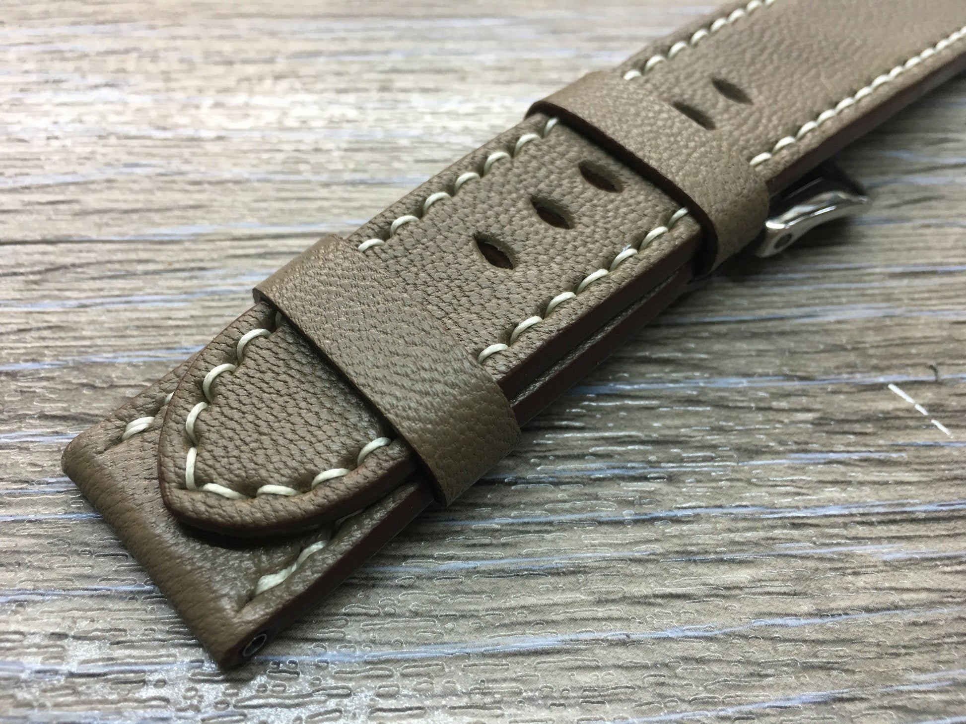 Leather Watch Strap, 24mm watch band, Elephant grey colour watch strap for Panerai Watches - eternitizzz-straps-and-accessories