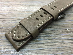 Leather Watch Strap, 24mm watch band, Elephant grey colour watch strap for Panerai Watches - eternitizzz-straps-and-accessories