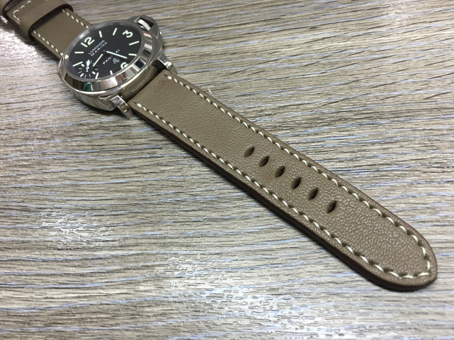 Leather Watch Strap, 24mm watch band, Elephant grey colour watch strap for Panerai Watches - eternitizzz-straps-and-accessories