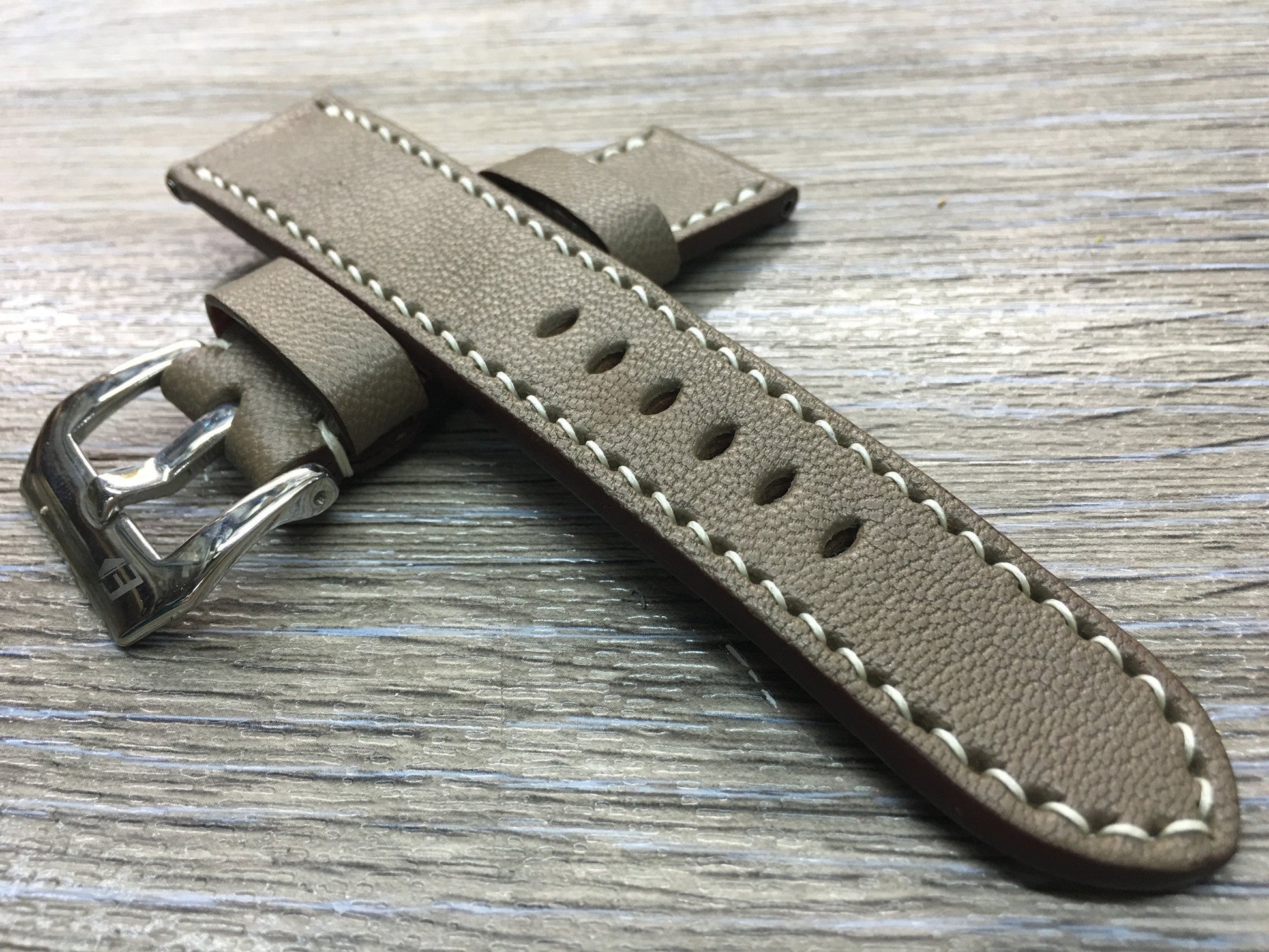 Leather Watch Strap, 24mm watch band, Elephant grey colour watch strap for Panerai Watches - eternitizzz-straps-and-accessories