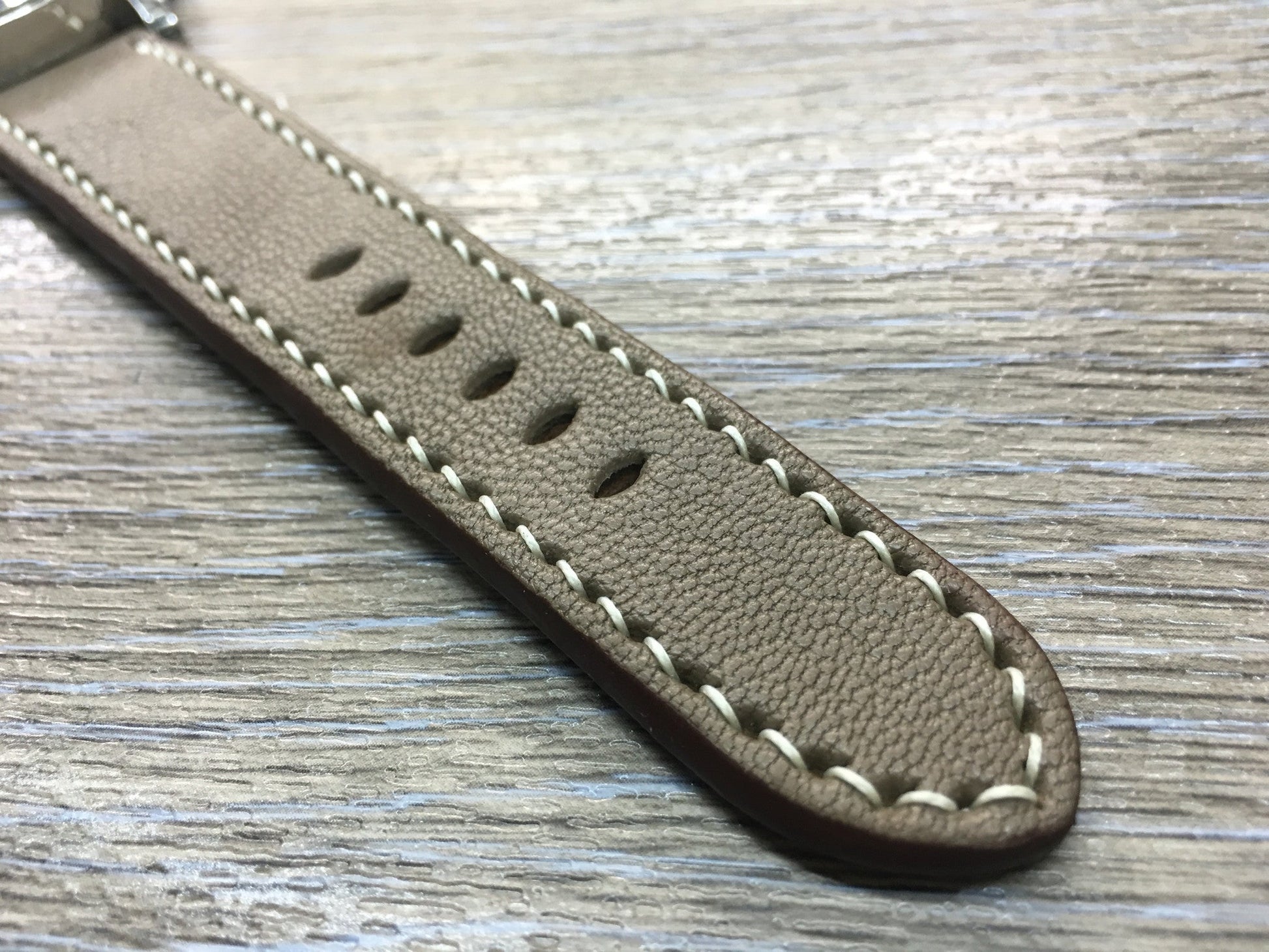 Leather Watch Strap, 24mm watch band, Elephant grey colour watch strap for Panerai Watches - eternitizzz-straps-and-accessories
