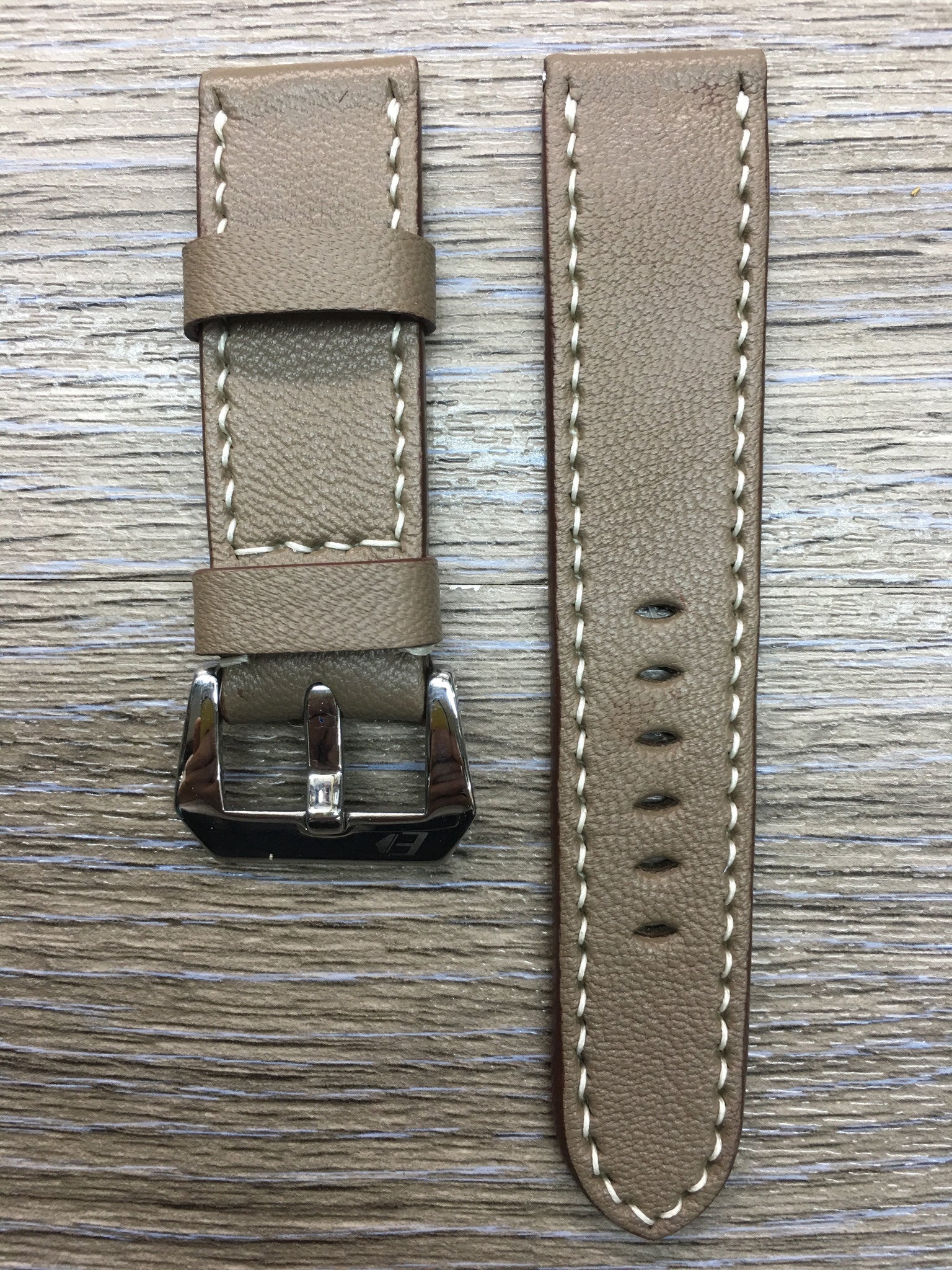 Leather Watch Strap, 24mm watch band, Elephant grey colour watch strap for Panerai Watches - eternitizzz-straps-and-accessories