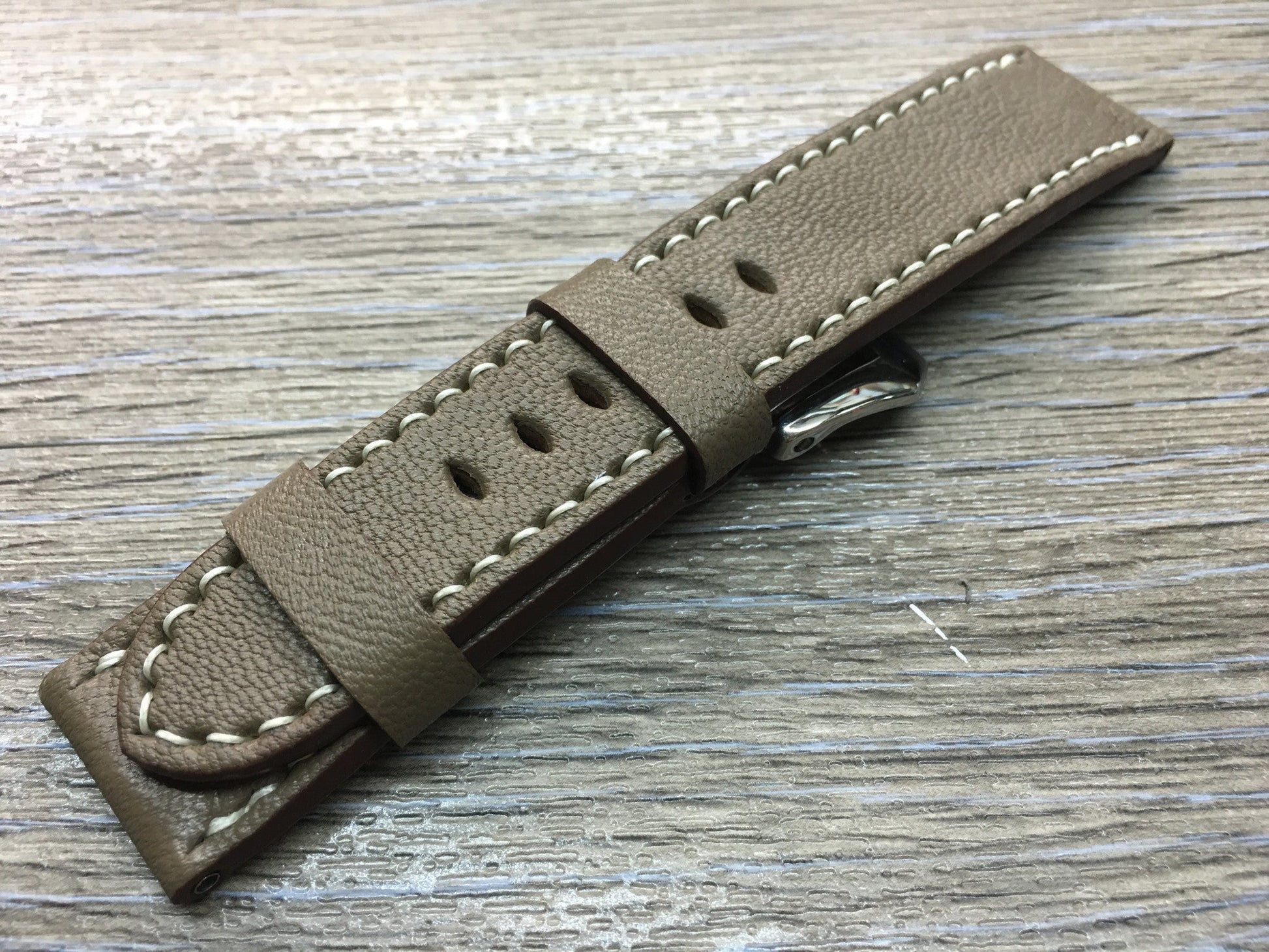 Leather Watch Strap, 24mm watch band, Elephant grey colour watch strap for Panerai Watches - eternitizzz-straps-and-accessories