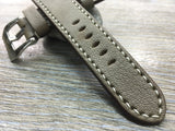 Leather Watch Strap, 24mm watch band, Elephant grey colour watch strap for Panerai Watches - eternitizzz-straps-and-accessories
