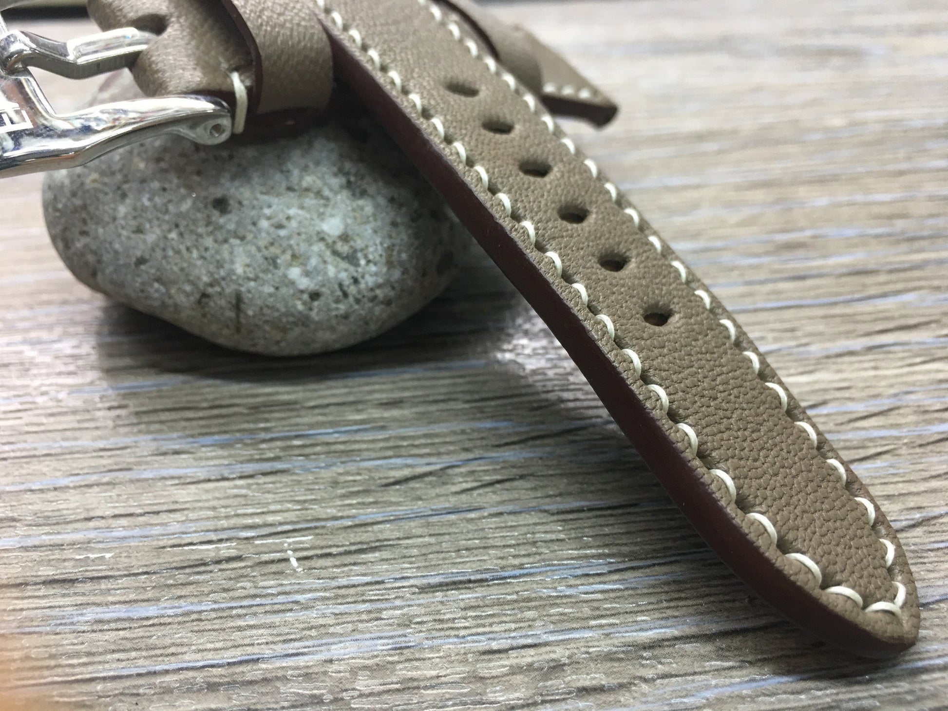 Leather Watch Strap, 24mm watch band, Elephant grey colour watch strap for Panerai Watches - eternitizzz-straps-and-accessories