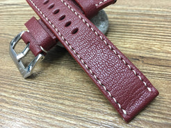 Leather Watch Strap, Panerai Watch Strap, Leather Watch Band 24mm, Dark Red Watch Band, Panerai, 26mm - eternitizzz-straps-and-accessories