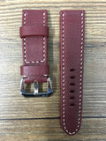 Leather Watch Strap, Panerai Watch Strap, Leather Watch Band 24mm, Dark Red Watch Band, Panerai, 26mm - eternitizzz-straps-and-accessories