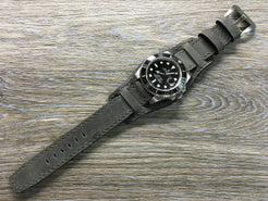Leather Watch Band, Leather Bund strap, 19mm Leather cuff watch band, 20mm watch band, 20mm watch strap, Vintage grey watch band - eternitizzz-straps-and-accessories