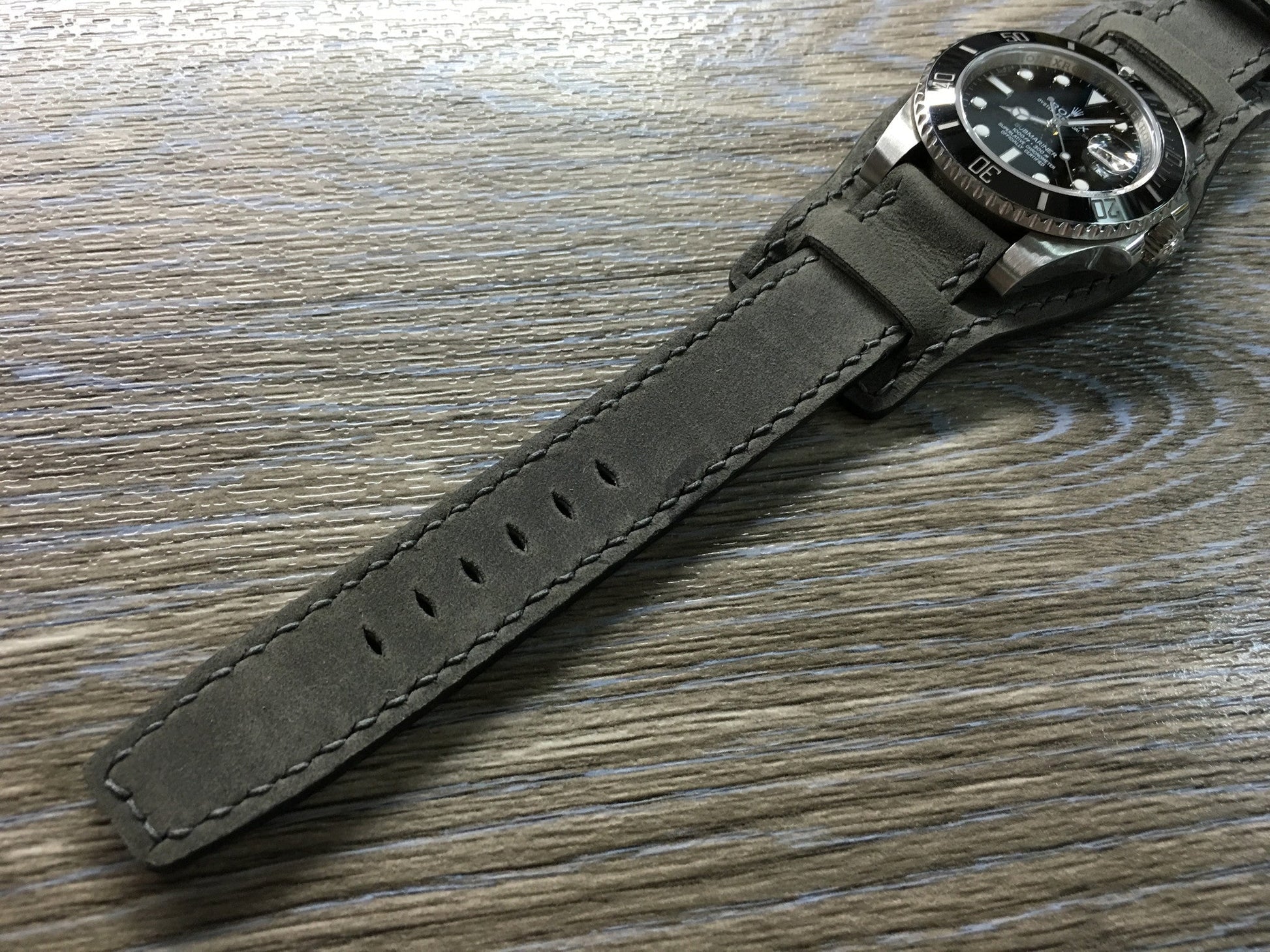 Leather Watch Band, Leather Bund strap, 19mm Leather cuff watch band, 20mm watch band, 20mm watch strap, Vintage grey watch band - eternitizzz-straps-and-accessories