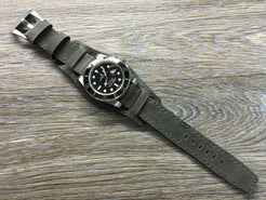 Leather Watch Band, Leather Bund strap, 19mm Leather cuff watch band, 20mm watch band, 20mm watch strap, Vintage grey watch band - eternitizzz-straps-and-accessories