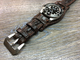 Leather Watch Strap, Full Bund Strap, Alligator Skin Watch band, Rolex Watch Strap, 20mm - eternitizzz-straps-and-accessories