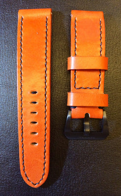 Leather Watch Strap, Panerai Watch Strap, Orange Watch Band for 24mm or 26mm lug, Replacement Watch Band - eternitizzz-straps-and-accessories