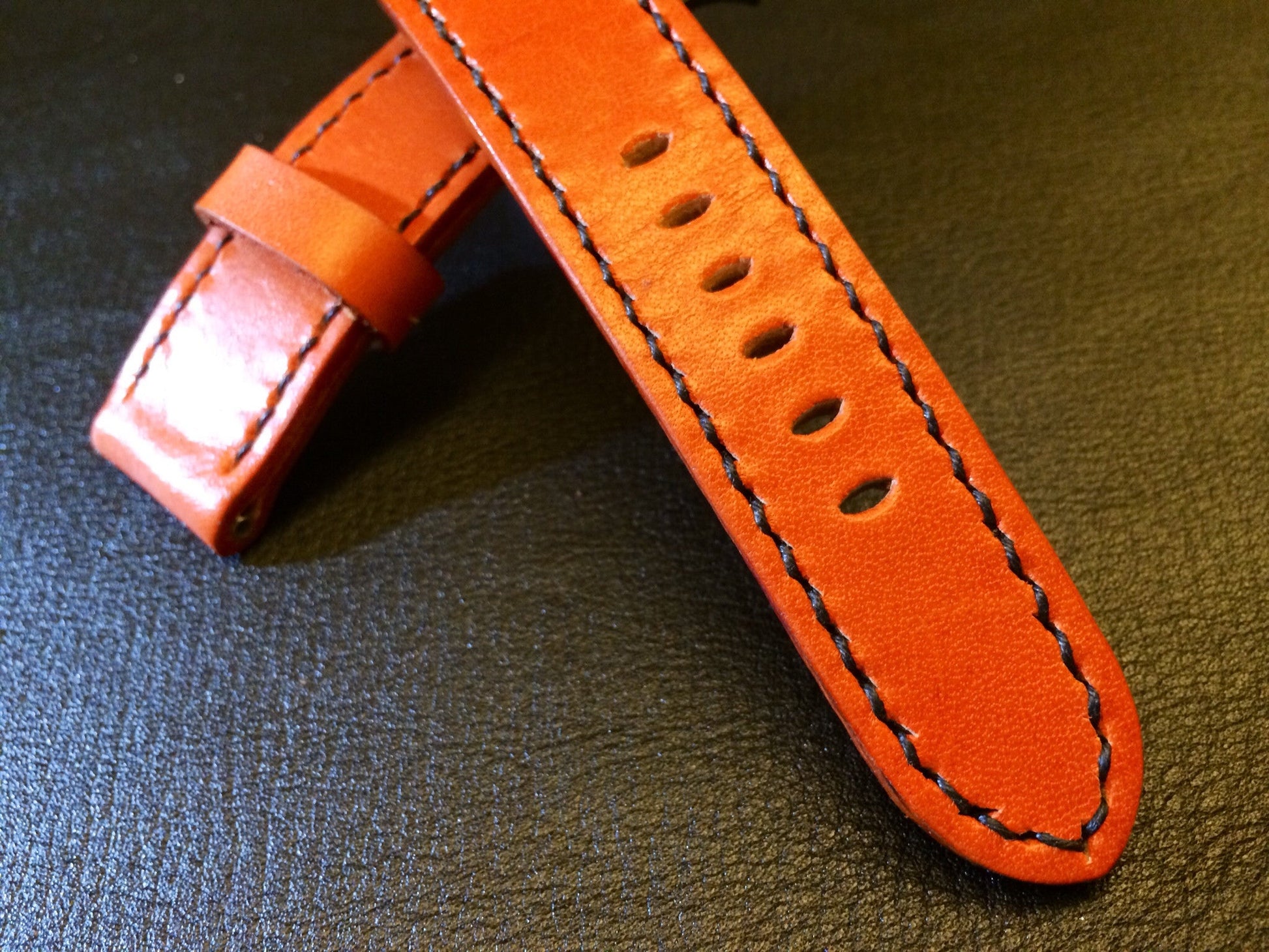 Leather Watch Strap, Panerai Watch Strap, Orange Watch Band for 24mm or 26mm lug, Replacement Watch Band - eternitizzz-straps-and-accessories