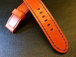 Leather Watch Strap, Panerai Watch Strap, Orange Watch Band for 24mm or 26mm lug, Replacement Watch Band - eternitizzz-straps-and-accessories
