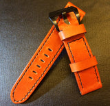 Leather Watch Strap, Panerai Watch Strap, Orange Watch Band for 24mm or 26mm lug, Replacement Watch Band - eternitizzz-straps-and-accessories
