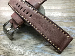 24mm straps, Handmade waxed vintage leather watch band, real leather watch strap for Panerai - eternitizzz-straps-and-accessories