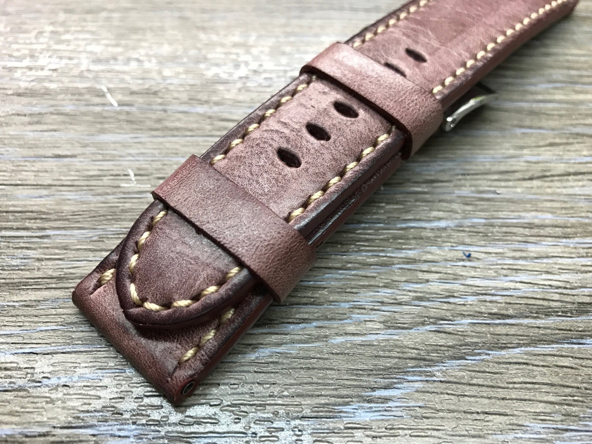 24mm straps, Handmade waxed vintage leather watch band, real leather watch strap for Panerai - eternitizzz-straps-and-accessories
