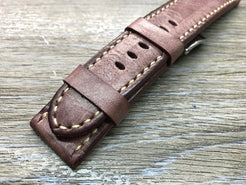 24mm straps, Handmade waxed vintage leather watch band, real leather watch strap for Panerai - eternitizzz-straps-and-accessories