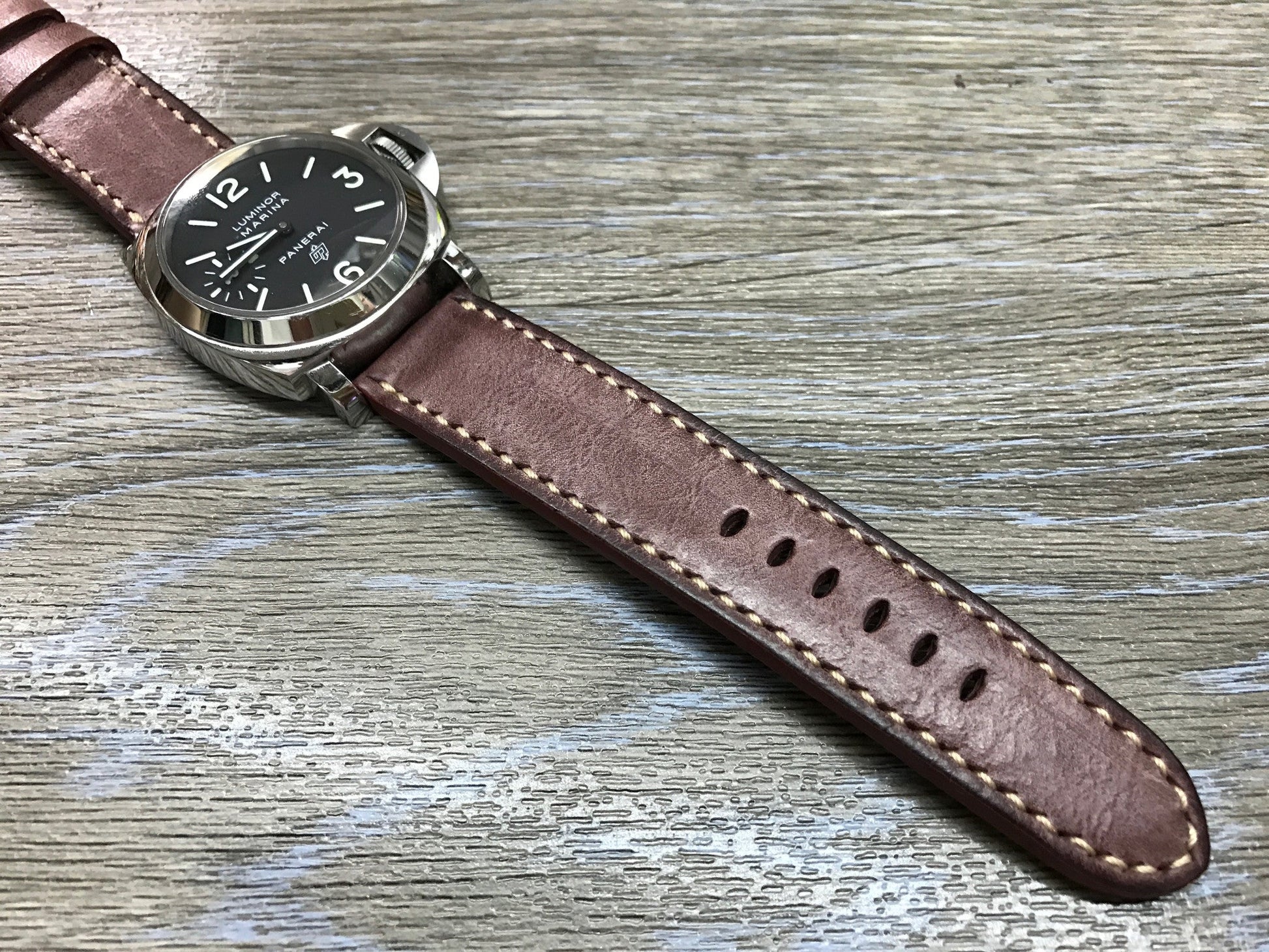 24mm straps, Handmade waxed vintage leather watch band, real leather watch strap for Panerai - eternitizzz-straps-and-accessories