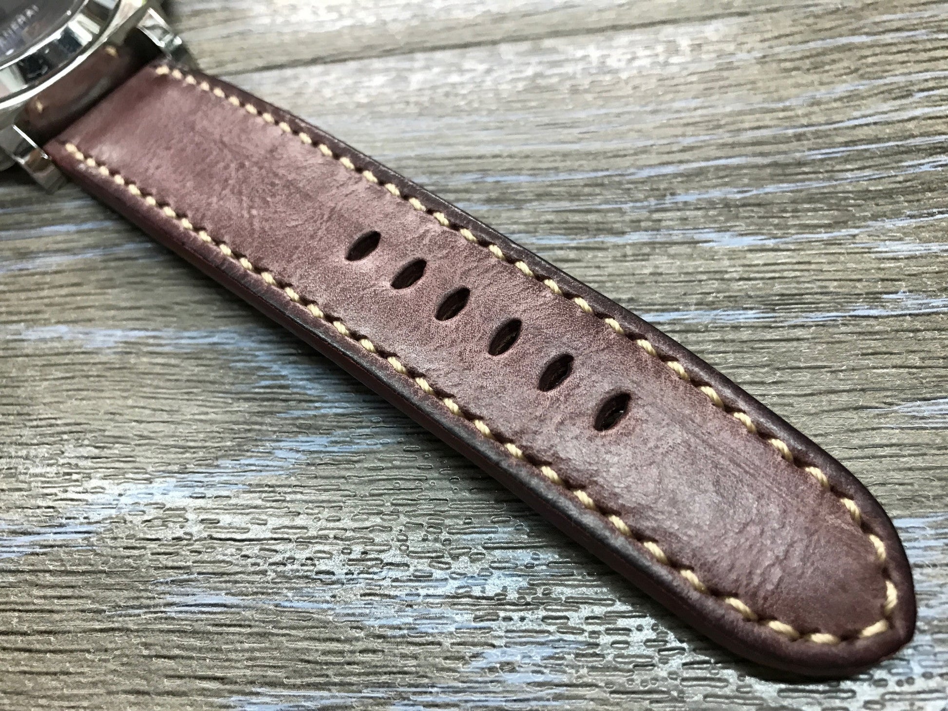 24mm straps, Handmade waxed vintage leather watch band, real leather watch strap for Panerai - eternitizzz-straps-and-accessories
