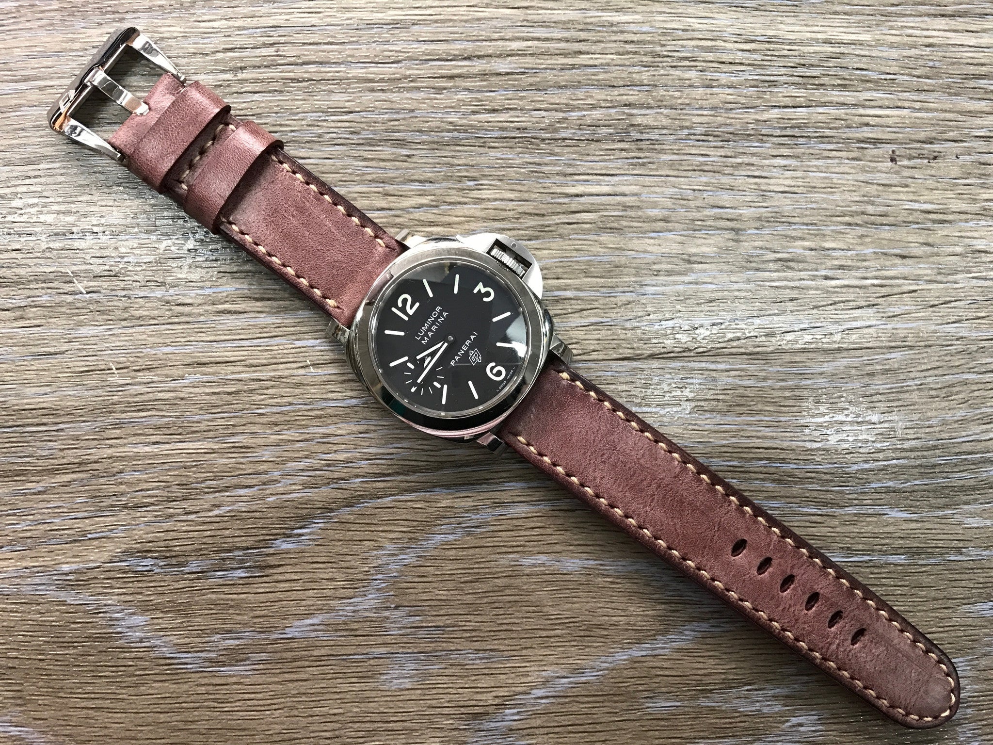 24mm straps, Handmade waxed vintage leather watch band, real leather watch strap for Panerai - eternitizzz-straps-and-accessories