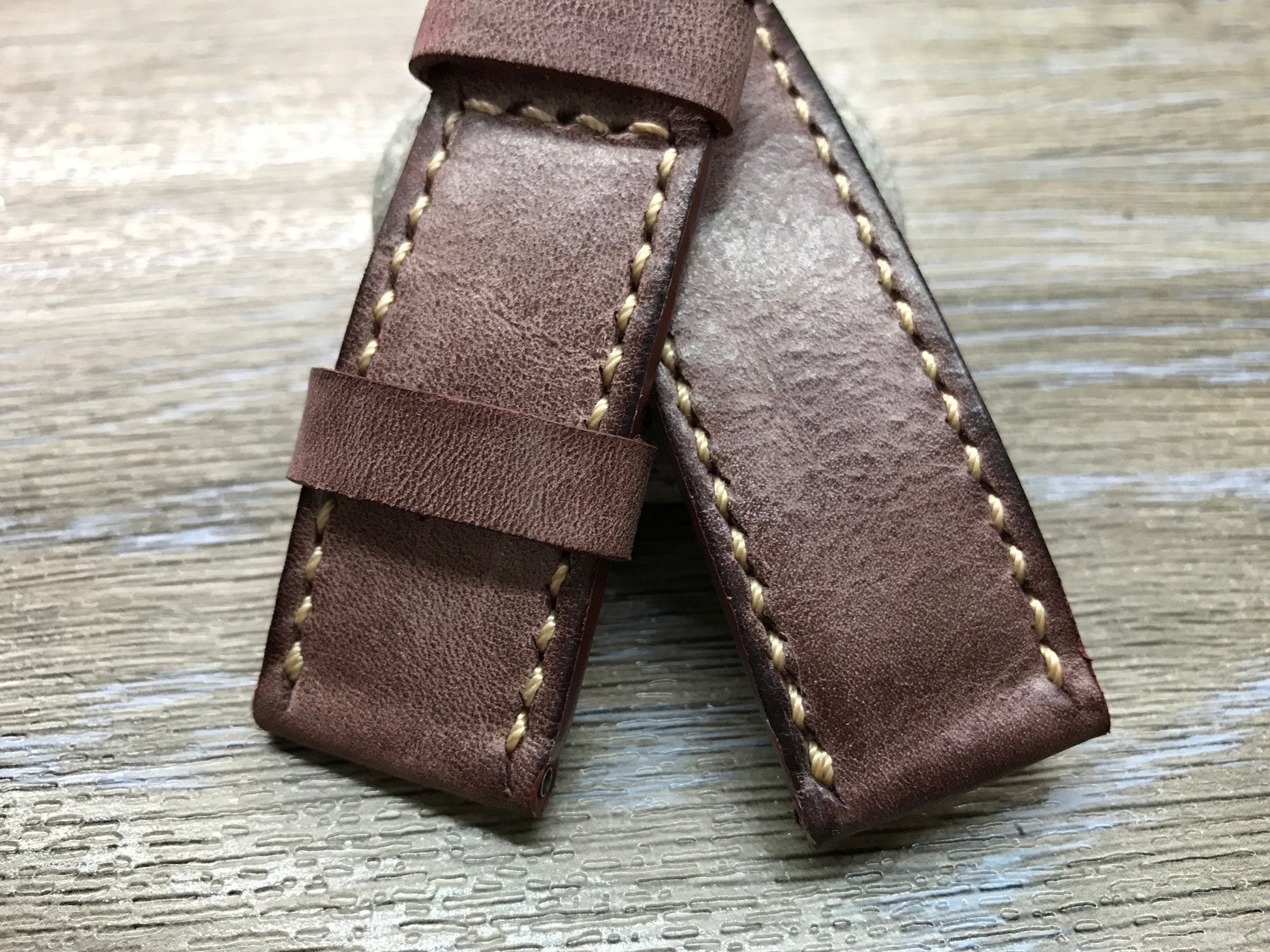 24mm straps, Handmade waxed vintage leather watch band, real leather watch strap for Panerai - eternitizzz-straps-and-accessories