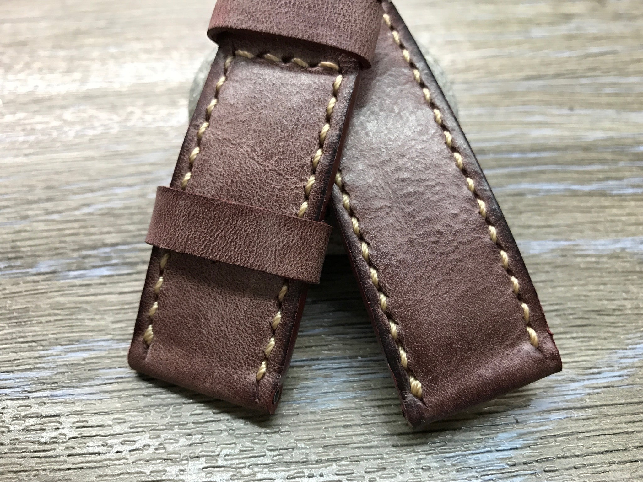 24mm straps, Handmade waxed vintage leather watch band, real leather watch strap for Panerai - eternitizzz-straps-and-accessories