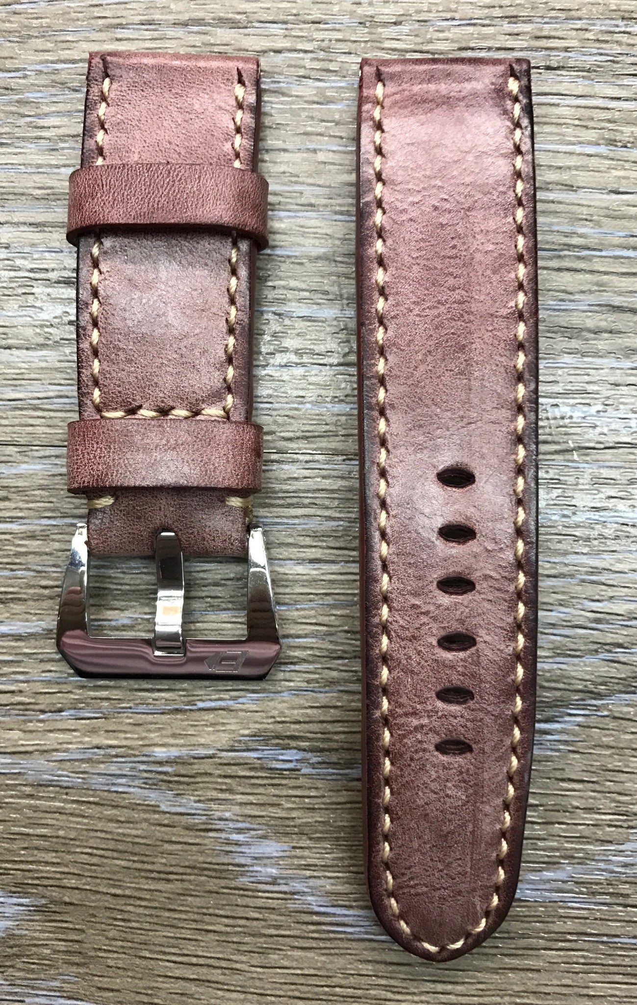 24mm straps, Handmade waxed vintage leather watch band, real leather watch strap for Panerai - eternitizzz-straps-and-accessories